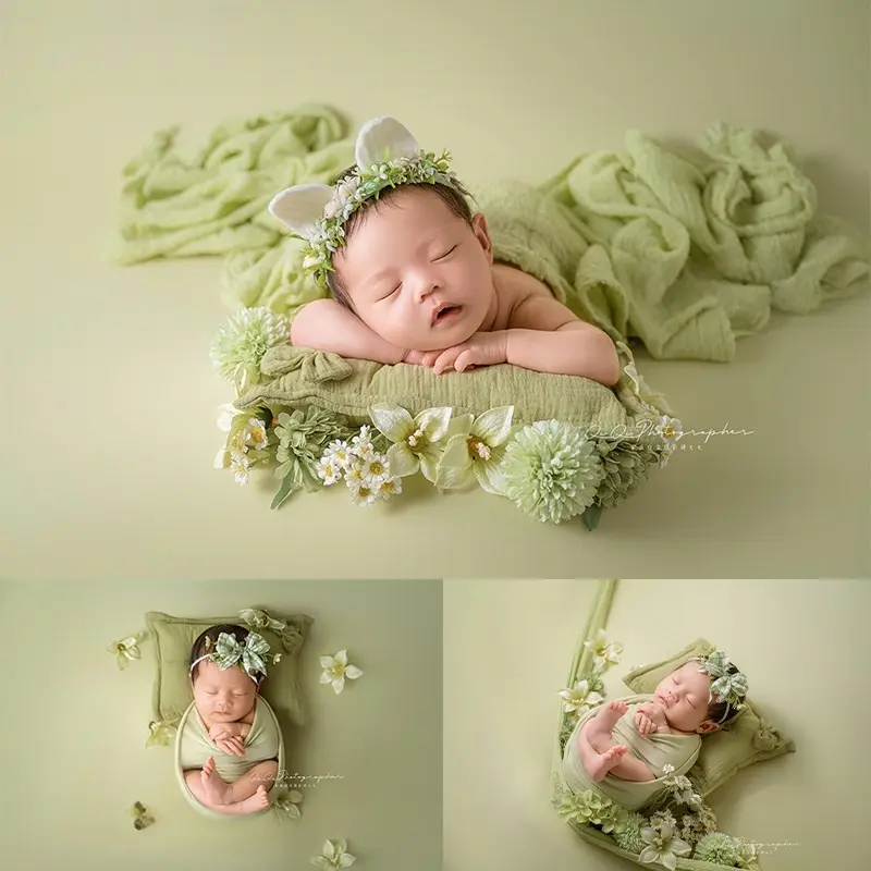 Spring Green Floral Theme Set - Newborn Photography Props